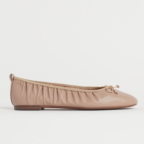 H&M Faux Leather Gathered Ballet Flats Shoes 41 10